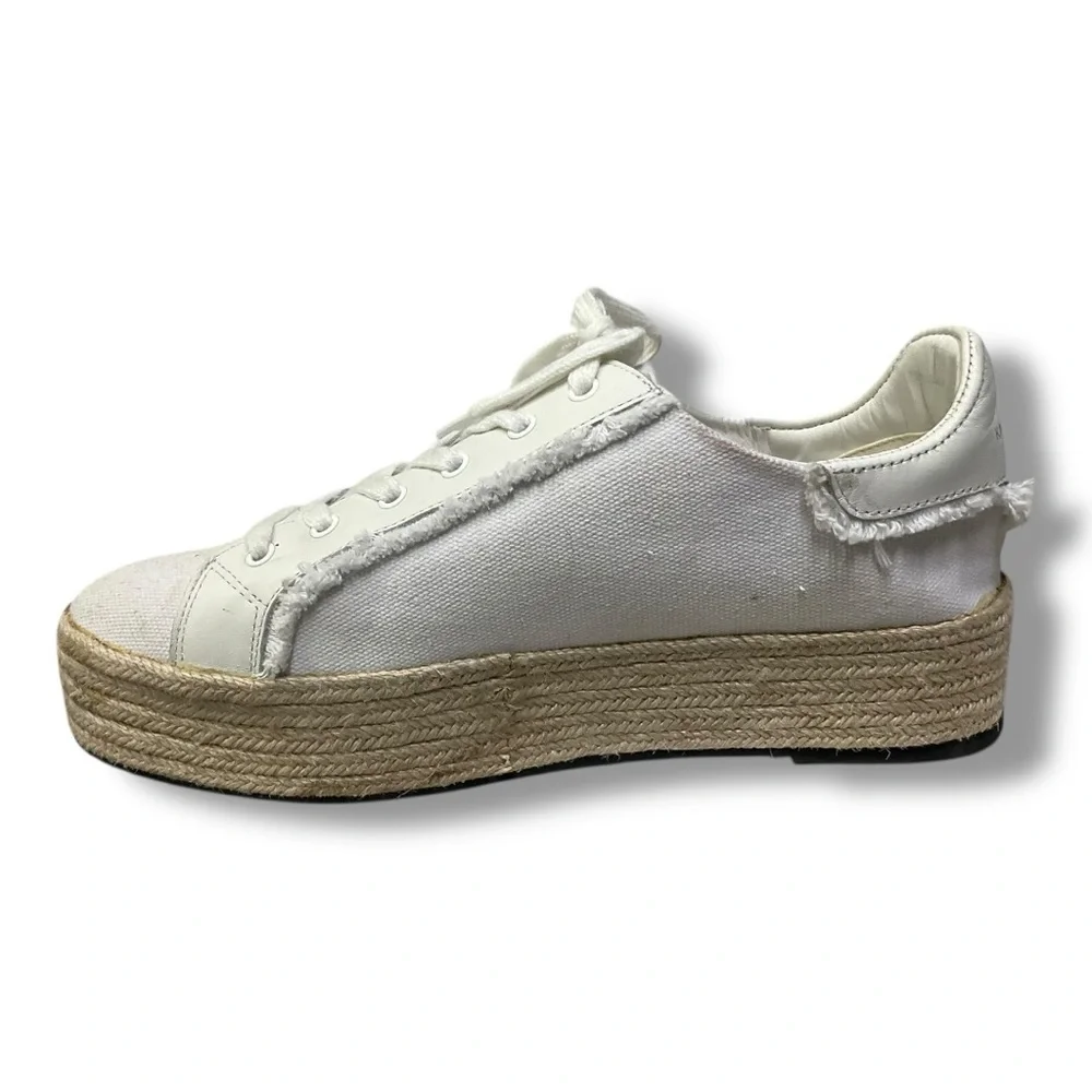 👟 KARL LAGERFELD Paris‎ White Canvas Platform Espadrille Sneakers Size 10